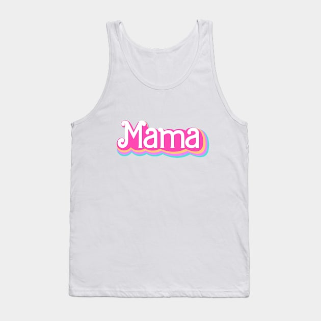 Mama Barbie style logo, pink custom name with rainbow Tank Top by PrimeStore